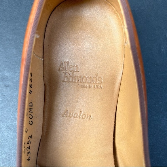 Allen Edmunds Avalon Two-Tone Loafers, Brown Leather w/ Embossed Croc, Size 6.5 - Picture 15 of 16